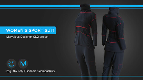 Women's Sport Suit | clo3d | marvelous designer