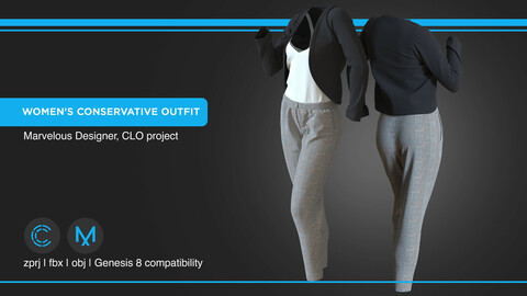 Women's conservative Outfit | clo3d | marvelous designer