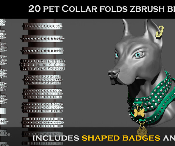 ArtStation 20 PET Collar IMM Brush Geimetry Brushes ZBRUSH and