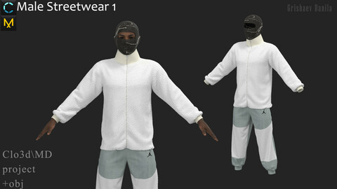 Male Streetwear 1 Marvelous Designer / Clo 3D project +obj