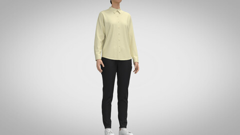 Blouse Outfit, Marvelous Designer, Clo3D +fbx, obj