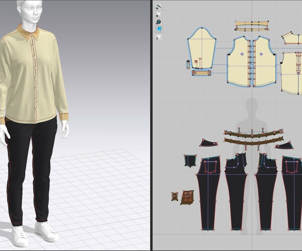 ArtStation - Blouse Outfit, Marvelous Designer, Clo3D +fbx, obj | Resources
