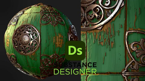 Stylized Painted Wood with Ornaments - Substance 3D Designer