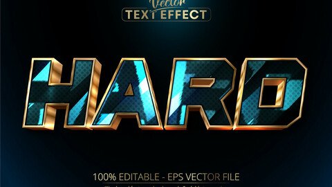 Hard text, luxury gold editable text effect on turquoise background