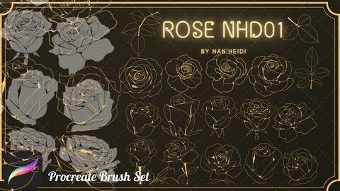 20 Rose 01 Procreate brushes_By Nan'Heidi