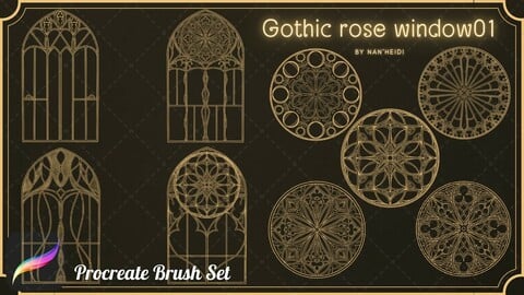 9 Gothic Rose Window 01 Procreate brushes