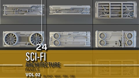 24 + scifi architecture / kitbash panels pack/vol 02