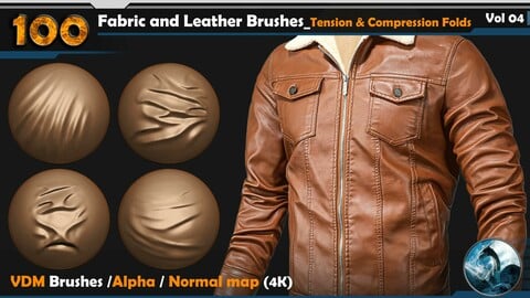 100 Fabric and Leather (VDM) Brushes_Tension & Compression Folds Vol 04