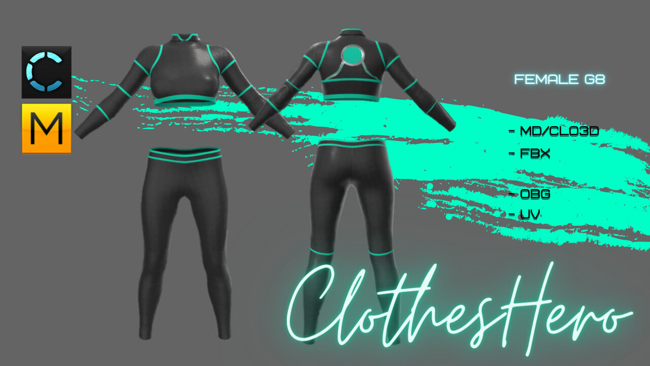 ArtStation - Futuristic costume for Female (Top + pants) | Game Assets