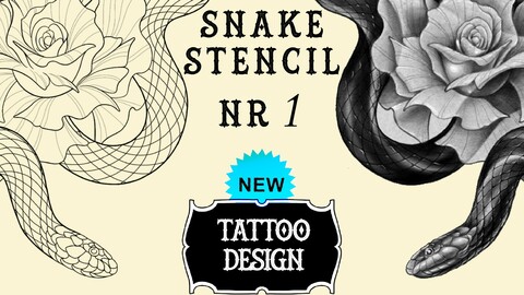 Snake tattoo stencil nr. 1 | Procreate stamps | Procreate tattoo | Procreate flash | Tattoo flash