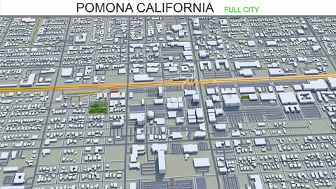 Pomona city California 3d model 40km