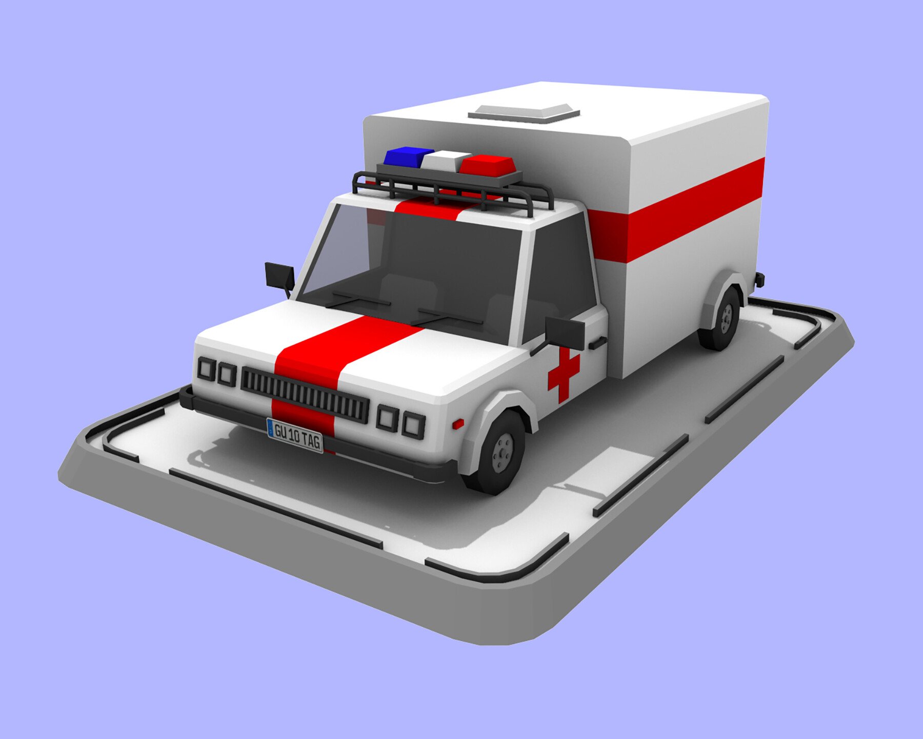 ArtStation - Cartoon Low Poly Ambulance Car | Resources