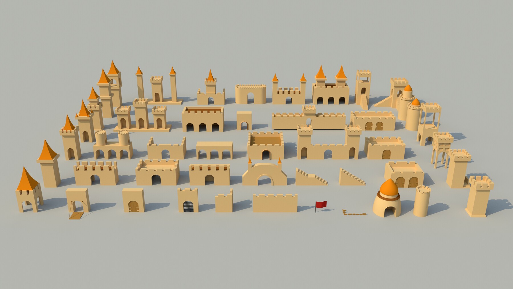 Low Poly Medieval Decoration Collection VR / AR / low-poly