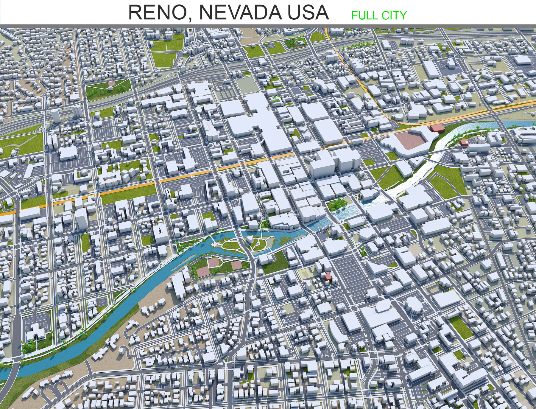 City Of Reno Gis Artstation - Reno City Nevada Usa 3D Model 80Km | Resources