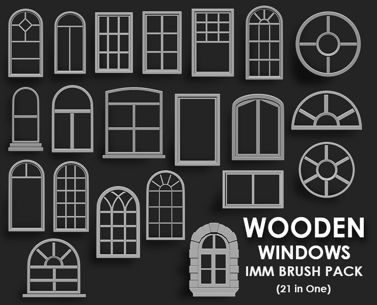 ArtStation - Wooden Window IMM Brush Pack 21 in One | Brushes