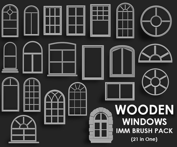 ArtStation - Wooden Window IMM Brush Pack 21 in One | Brushes