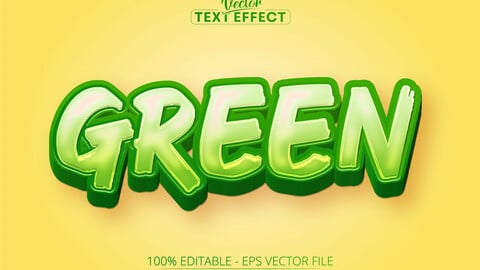 Cartoon text effect, editable green text and comic text style