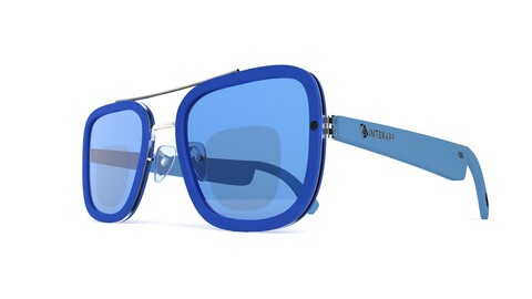 Smart Glasses Square Blue Frame 3D model, Sunglasses 3D Model