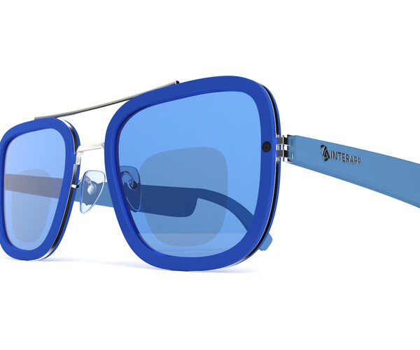 ArtStation - Smart Glasses Square Blue Frame 3D model, Sunglasses 3D ...
