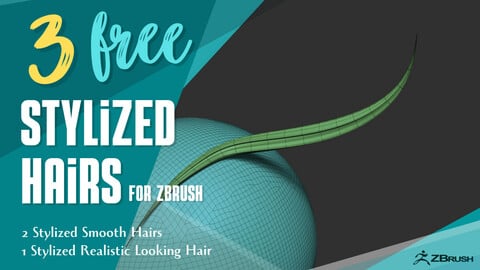 3 Free IMM Stylized Hairs for ZBrush