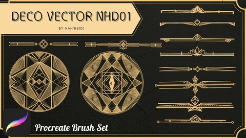 12 Deco Vector NHD 01 Procreate brushes_By Nan'Heidi