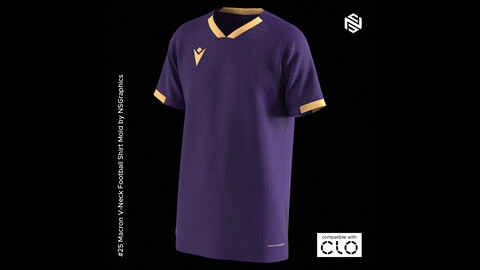 Macron V-Neck Football Shirt for CLO3D & Marvelous Designer