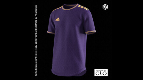 adidas Authentic AEROREADY 2022 Football Shirt for CLO3D & Marvelous Designer