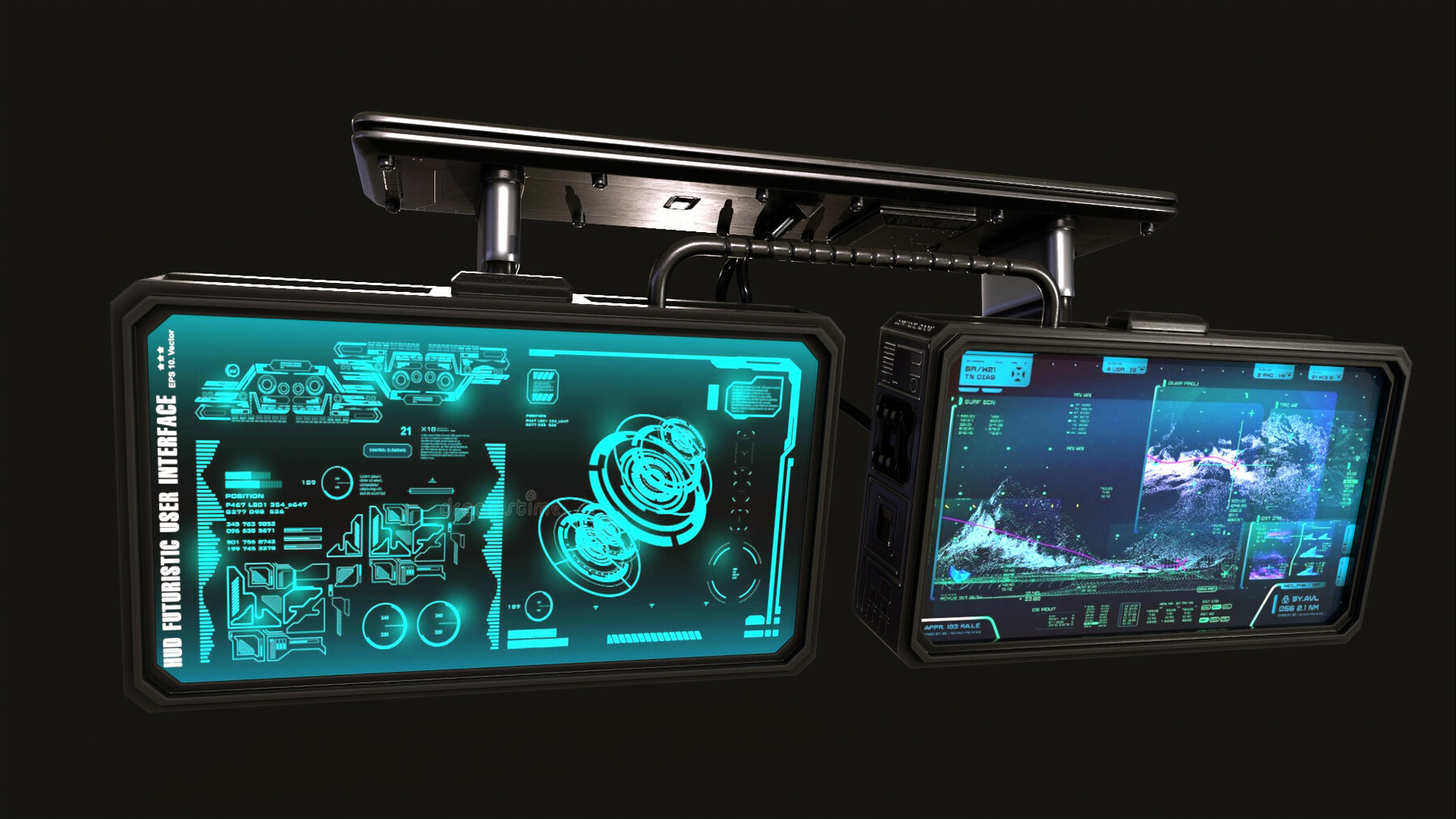 ArtStation - control panel screen - scifi panel Vol 02 3D model | Game ...