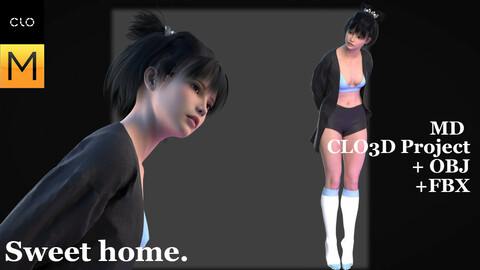 CLO/Marvelous designer. Outfit - Sweet home.