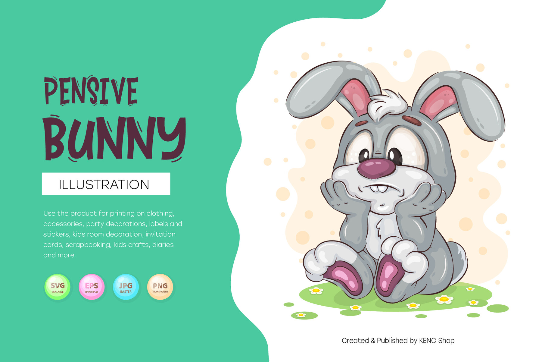 ArtStation - Pensive Easter Bunny. T-Shirt, PNG, SVG.