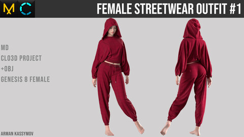 Female StreetWear Outfit #1 Marvelous Designer Project | + .obj
