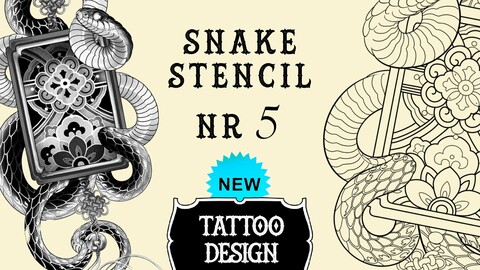 Snake tattoo stencil nr. 5 | Procreate stamps | Procreate tattoo | Procreate flash | Tattoo flash