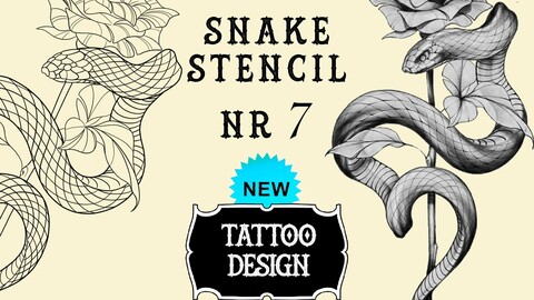 Snake tattoo stencil nr. 7 | Procreate stamps | Procreate tattoo | Procreate flash | Tattoo flash