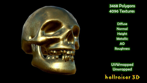 Skull - Golden PBR - Textured
