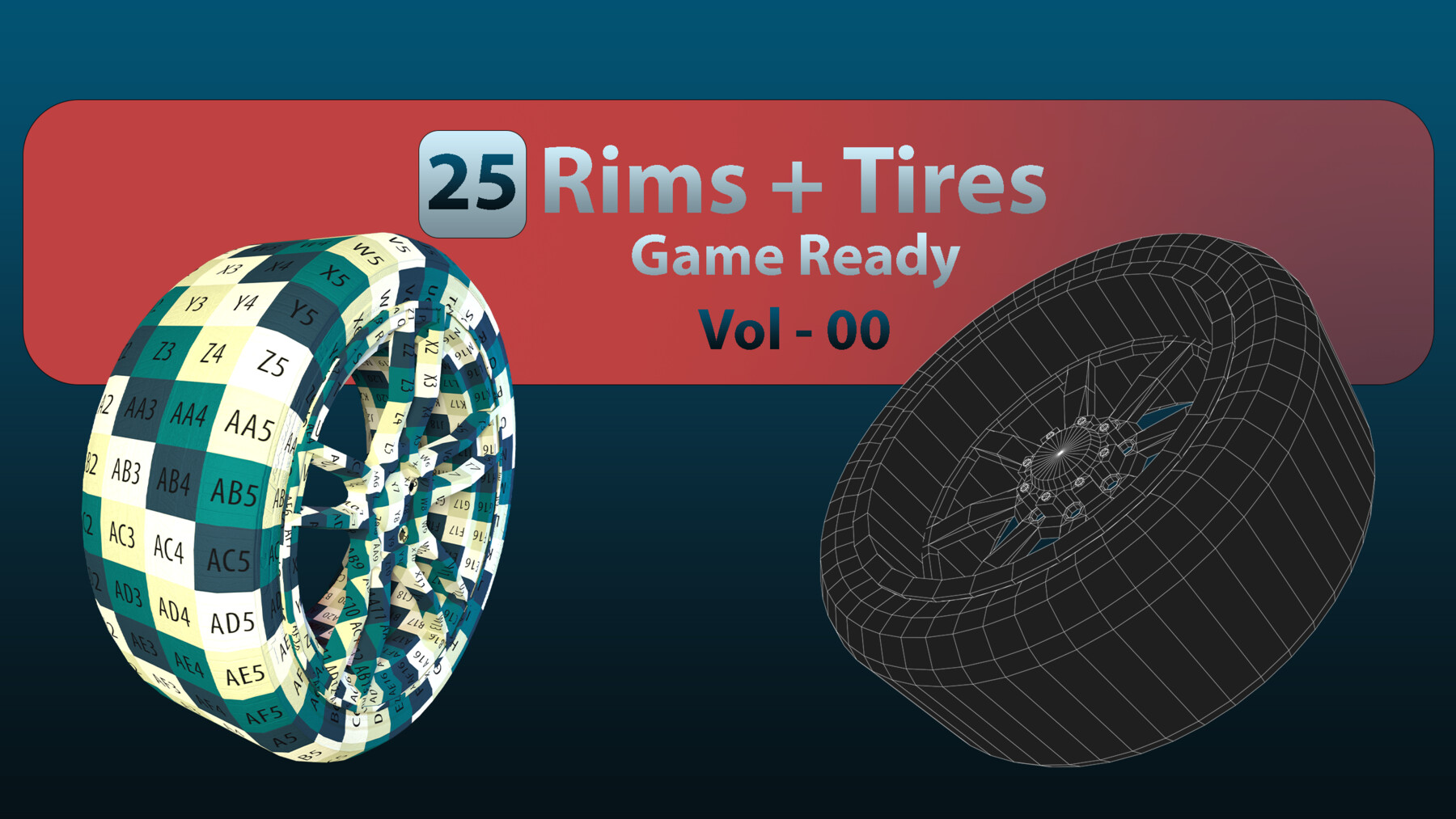 ArtStation - 25 Rims And Tires Low-poly 3D model Vol-00 (Game Ready ...