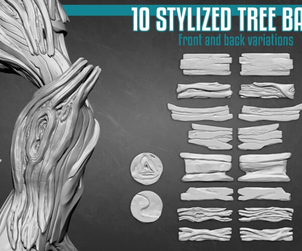 stylized tree bark zbrush