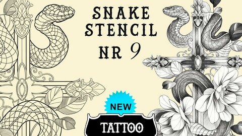 Snake tattoo stencil nr. 9 | Procreate stamps | Procreate tattoo | Procreate flash | Tattoo flash