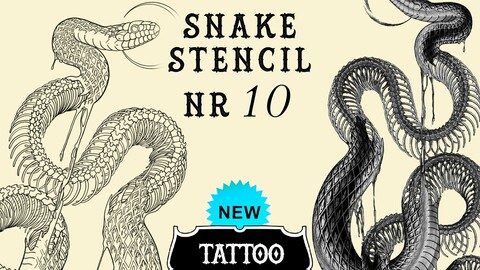 Snake tattoo stencil nr. 10 | Procreate stamps | Procreate tattoo | Procreate flash | Tattoo flash
