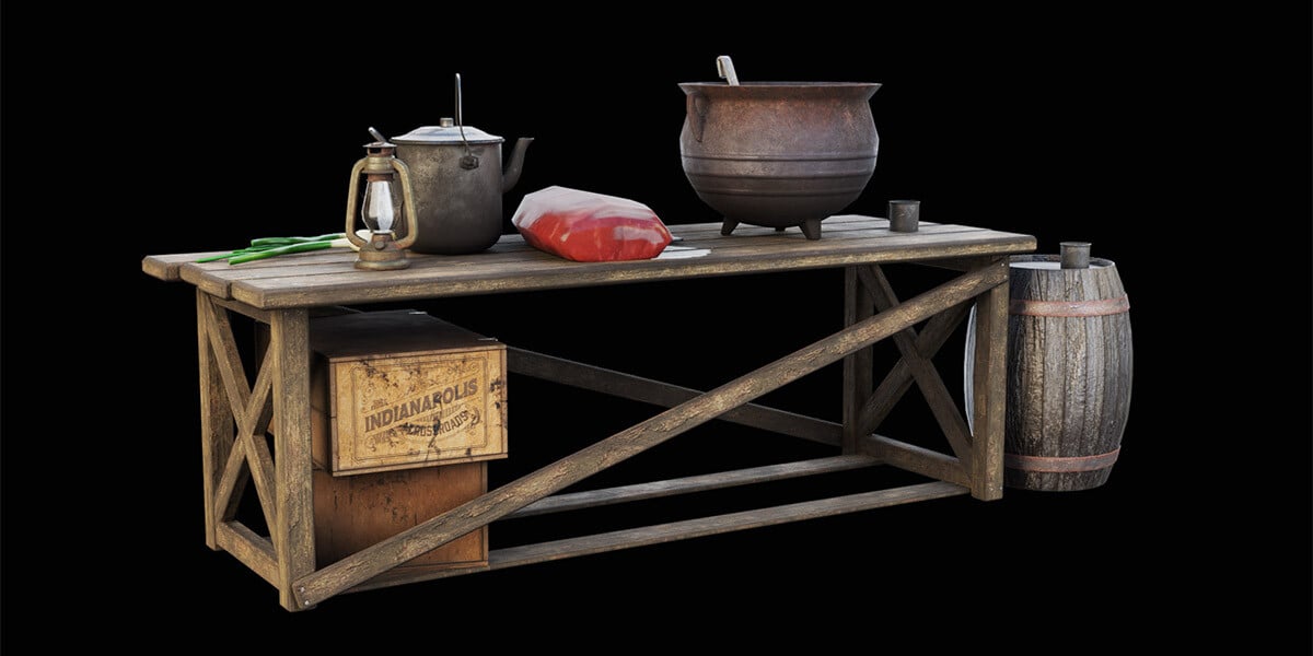 ArtStation - Game Asset - Table for preparing the stew | Game Assets