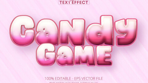 Cartoon text effect, editable candy game text and comic text style