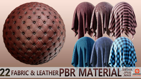 22 Fabric and Leather PBR Material