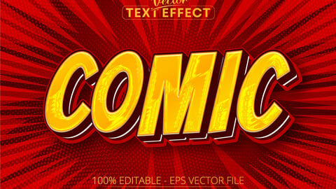 Cartoon text effect, editable comic text style