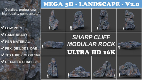 Scifi Yellow Sharp Rock 220611 - Ultra HD 16K Textures | 3D model