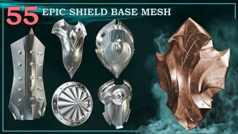 55 Epic Shield Base Mesh - VOL 02 ( Game Ready )