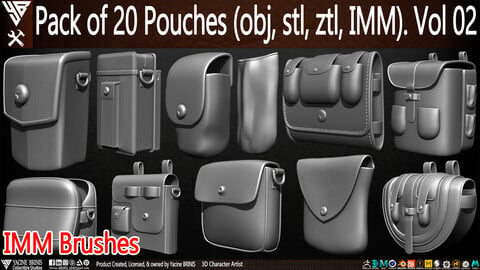 Pack of 20 Pouches (Obj, STL, ZTL, IMM Brush) Vol 02