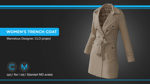 Women's Trench Coat | clo3d | marvelous designer