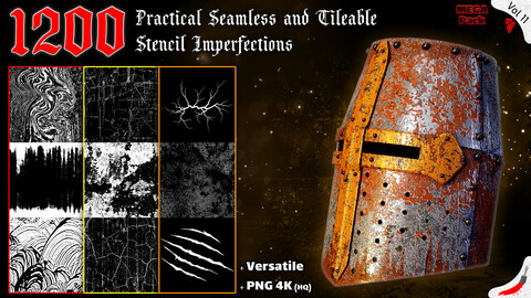 1200 Practical Alpha Seamless and Tileable Stencil Imperfections (MEGA Pack) - Vol 11
