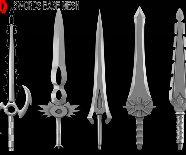 ArtStation - 50 Sword Base Mesh ( Clean Topology | Game Assets