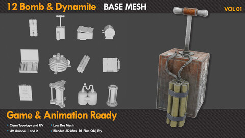 12 Bomb and Dynamite Basemeshes