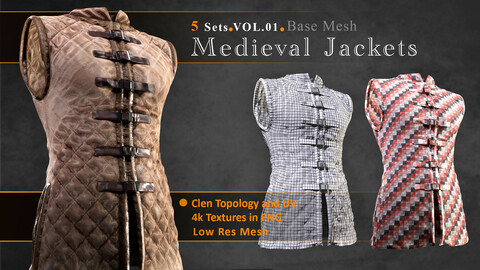 Medieval Style Jackets Base Mesh / FBX and Zprj -Vol 01